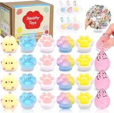 74Pcs Taba Squishy Toys Kit -24 Taba Squishies with 50 Stickers, Squishy Fidget