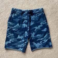 APPAMAN KIDS SOFT SHORTS, 10, PULLON, BLUES, GEOMETRIC PATTERN, FRONT TIE