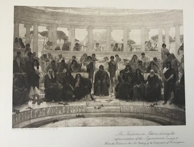 Antique Print Audience in Athens During the Representation of the Agamemnon 1890 - Image 1 of 4