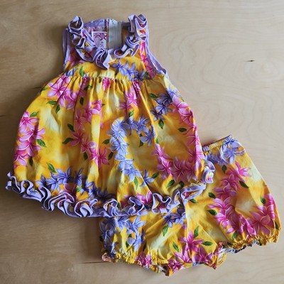 RJC Girls Floral Sundress 24M Lei Ruffled Made in Hawaii Dress Bloomers set