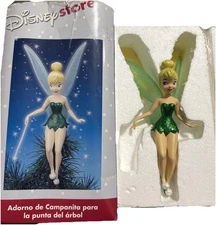 Disney Store Tink Tree Topper Vintage 2002 Glitter Wings & dress W Box NO WAND