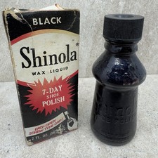Vintage Shinola Black Shoe Polish Original Box 2 fl. oz Bottle polish Still Full