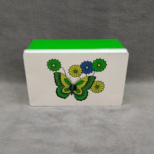 Vintage Rare Butterfly Daisy Canister Metal T...
