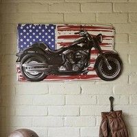 Premium Motorrad Wandschild Metall Im Usa-Vintage-Stil, Gestanzt, H.26 Cm