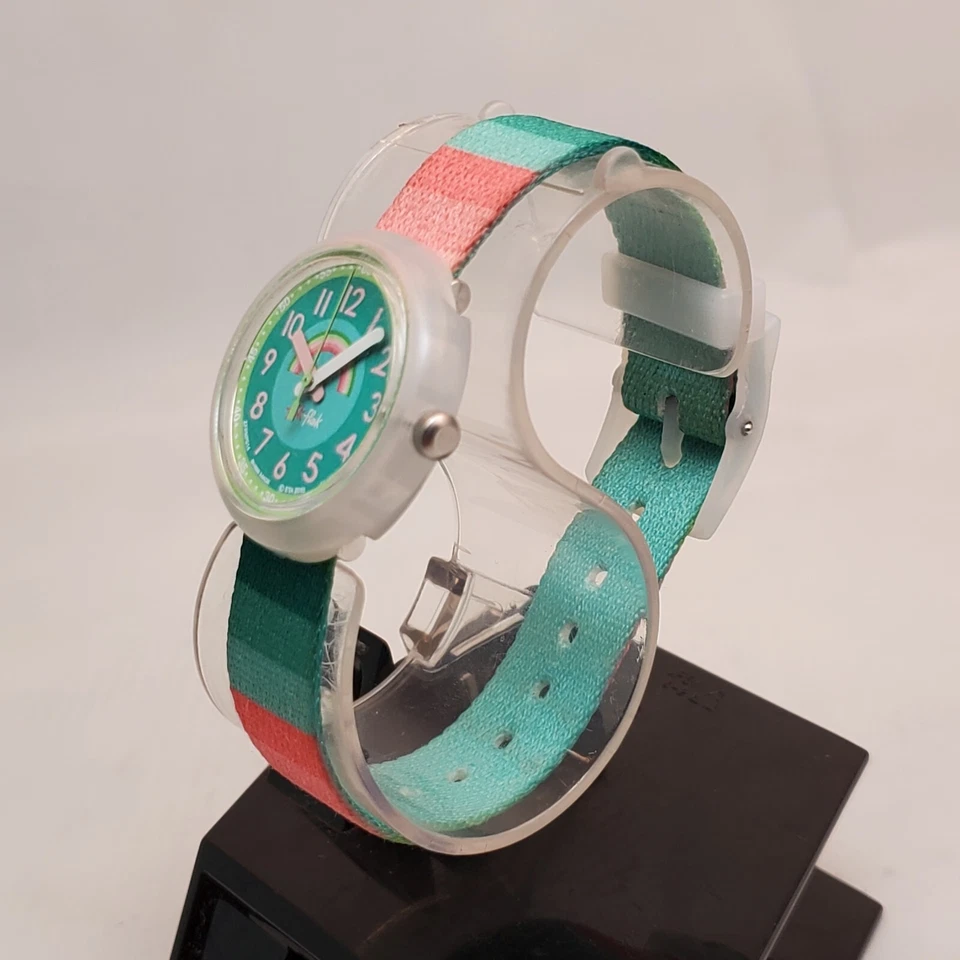 FLIK FLAK STRIPY DREAMS ZFPNP014 RAINBOW SWISS MADE KIDS WATCH NEW BATTERY  - Image 4 of 4