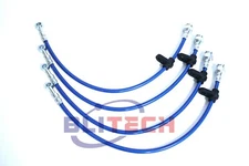 Blue Front Rear Stainless Steel Brake Line For 96-00 Honda Civic EK Rear Disc
