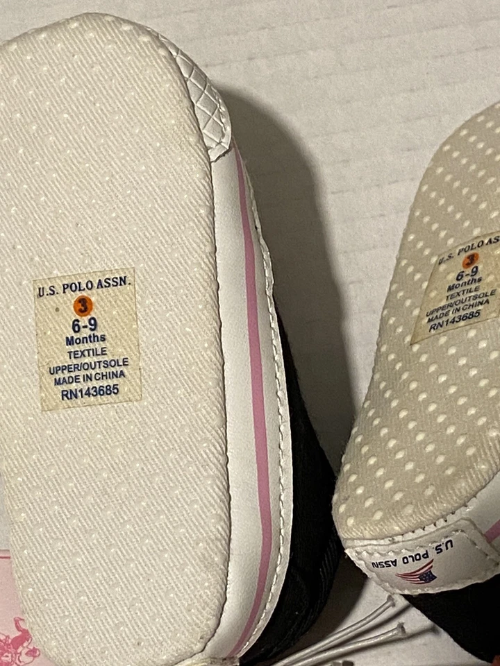 EE. UU. Polo 6-9 Meses Bebé Unisex Zapatos Sin Cordones Parte Inferior Descolorida Foto 4 de 4