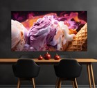 Ice Cream Close Up Purple Painting, Sweets Wall Art Canvas Unframed Print Art
