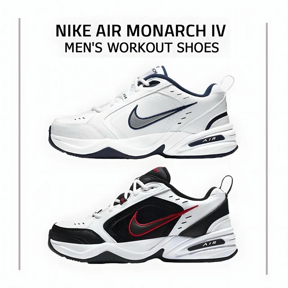 Nike Air Monarch IV WIDE 4E & Regular Men Red/White/Black-White/Metallic Silver) - Image 2 of 2