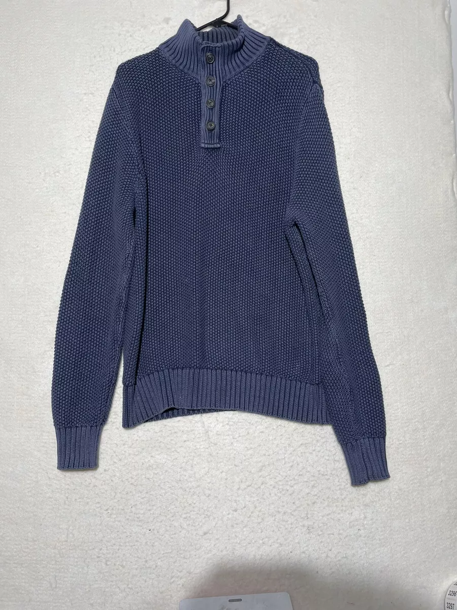 Lucky Brand Sweater Chunky Knit 1/4 Button Pullover Sweater Men's Size Large