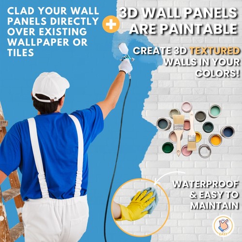 3D Brick Effect Wall Panel Cladding Slate PVC Panelling Retro Classic Red White - Picture 61 of 61