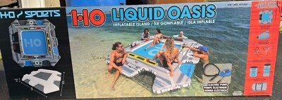 New HO Sports Liquid Oasis 10' Inflatable Lounge Island w/ Pump & Drink Holders