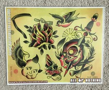 Tattoo Studio Shop Flash Single Dave Tedder Fork Laqueefa Skull 11" X 14" Print