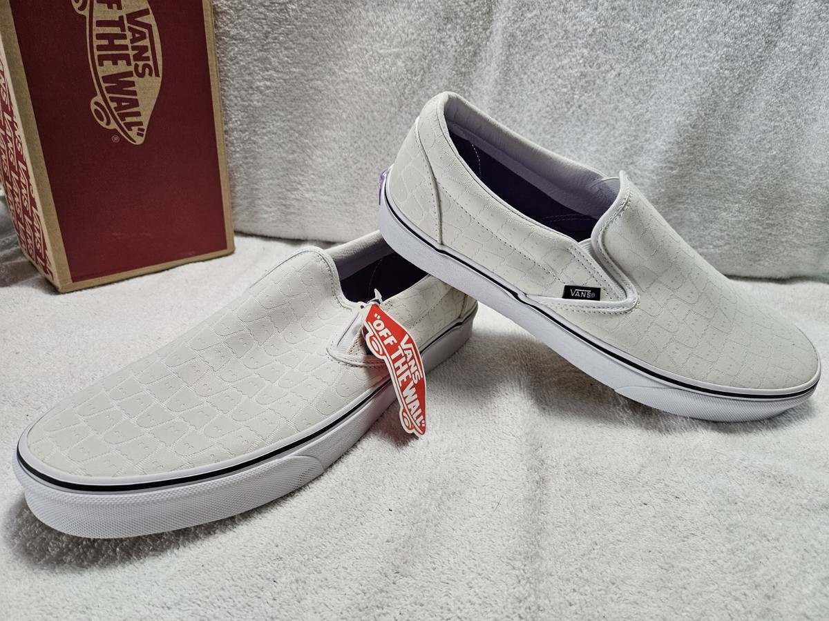 Vans x Ghostly Reflective Classic Slip On White Mens Size 11.5 New 