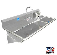 ADA HAND WASH SINK 1 STATION 40" ELECTRONIC FAUCET STAINLESS STEEL MADE IN USA