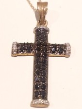 Cross Pendant 0.7 CT black & white diamonds 9ct gold