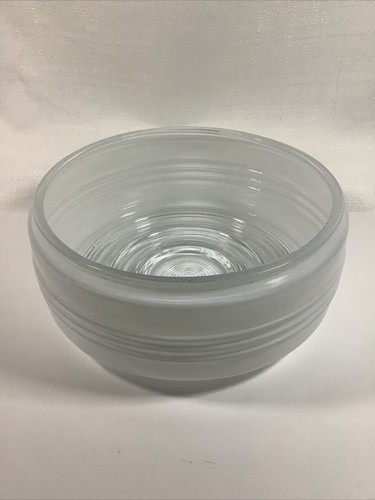 Vintage Glass Ceiling Light Fixture Cover Round 10.5" Diameter Frosted & Clear - Picture 3 of 11