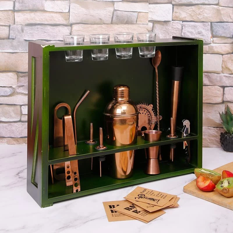 Барменский набор из 19 барных инструментов с деревенской деревянной подставкой коктейльный шейкер набор B2 - Изображение 4 из 4