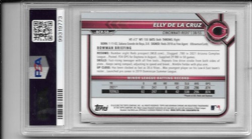 Elly De La Cruz 2022 Bowman Chrome Purple Refractor /250 PSA 9 #BCP-50 Rookie - Picture 4 of 5