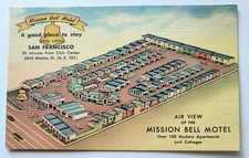 San Francisco CA California Mission Bell Motel Highway 101 Vintage Postcard D1