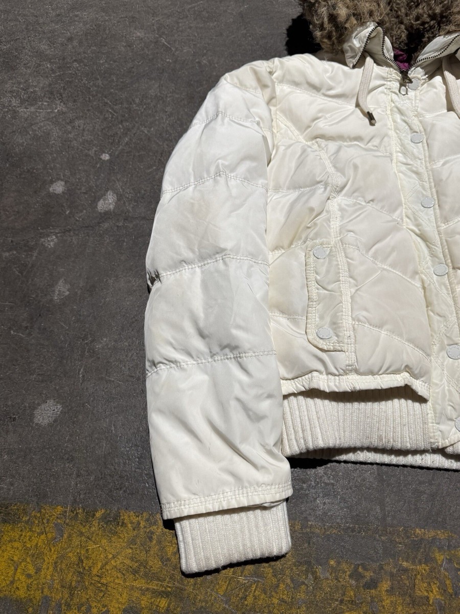 Vintage American Eagle Jacket Womens Medium White Down Puffer Coat 