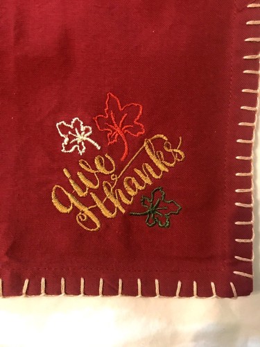 Bardwil Linens Give Thanks Napkins Burgandy Fall Cotton Napkins Set of 4 - Picture 6 of 7