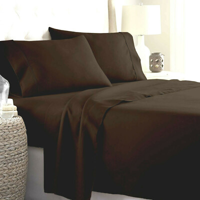 Egyptian Cotton Extra Deep Pocket Marvelous Bedding Chocolate Solid Select Item