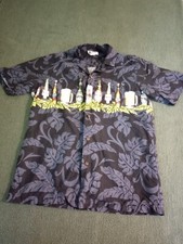 Aloha Republic Beer Graphic Hawaiian Shirt Men's Size Medium Made In USA