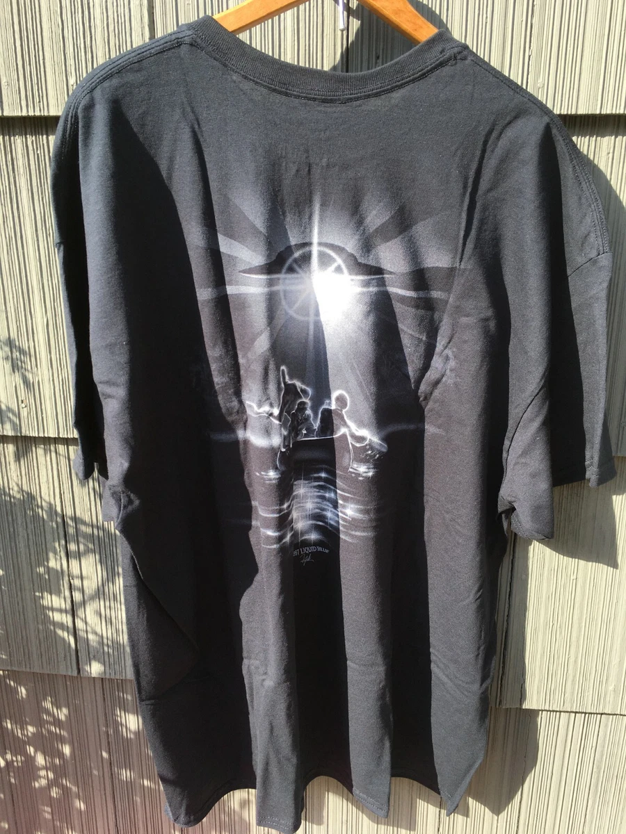 NEW Liquid Blue Alien T-Shirt M-2X Black UFO Abduction Retro 90s