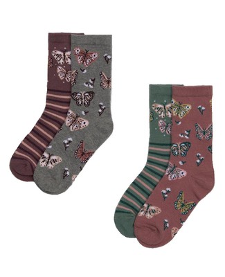 Ysabel Mora 4er Pack Mädchen Socken Strümpfe Schmetterling mehrfarbig