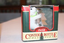 LOT of FOUR (4) COCA-COLA "Assorted CONTOUR BOTTLES" Holiday ORNAMENTS in Boxes