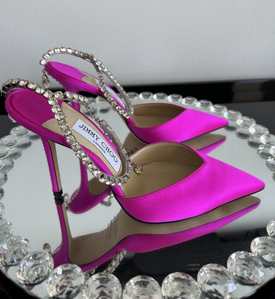 $1125 New JIMMY CHOO Pink Satin 36.5 SAEDA Crystal Ankle $1125 New JIMMY CHOO Pink Satin 36.5 SAEDA Crystal Ankle