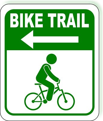 BIKE Trail left arrow  Bike Lane Metal Aluminum Composite Safety Sign