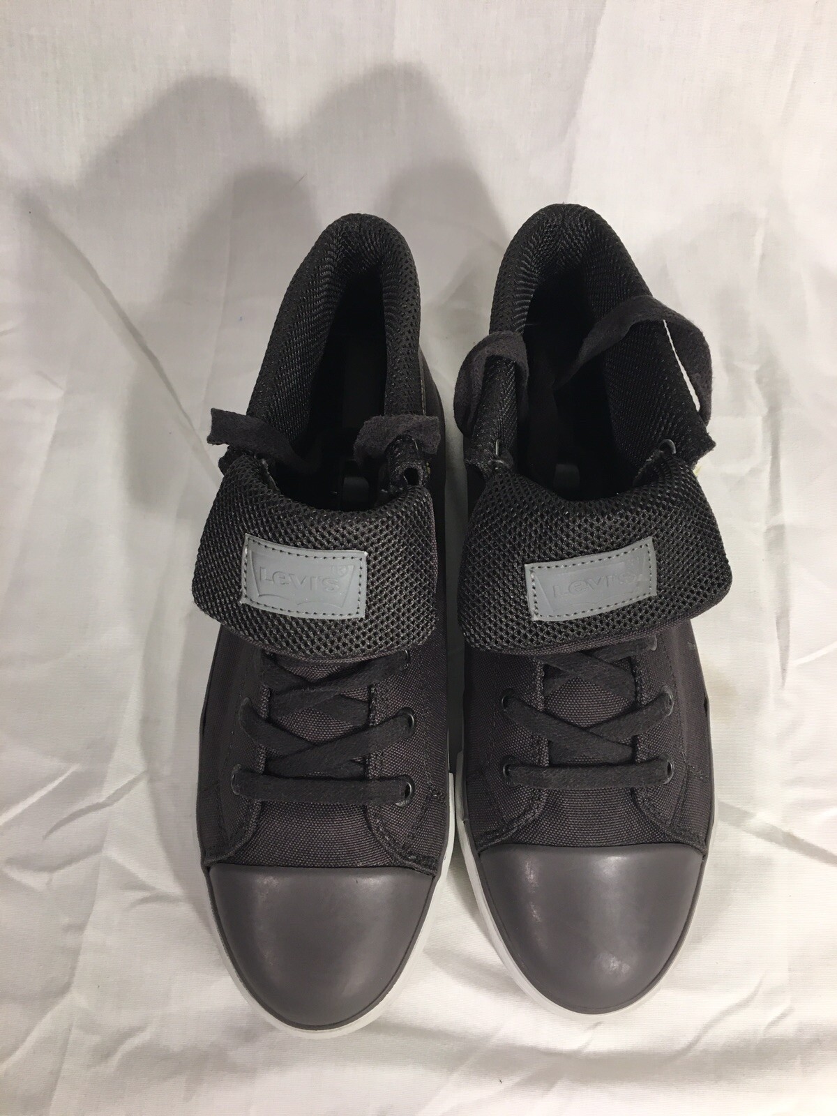 Levi’s High Top Zipper Shoes Gray Yellow White Size 9… Gem