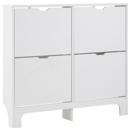 Narrow Shoe Cabinet Storage Foldable Unit 4 Drawer Hallway Bedroom White - Picture 8 of 10
