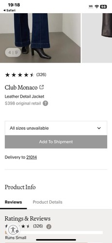 Club Monaco Wool & Lambskin Leather Jacket XS Luxury Trendy - Picture 10 of 20