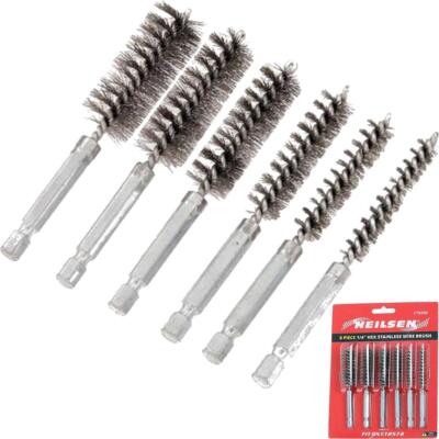 Neilsen 6tlg Rohrreinigung Edelstahl Drahtbürsten Set 1/4'' Sechskantantrieb 8 - 19 mm