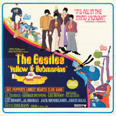 1968年ビートルズ YELLOW SUBMARINE ポスター 額装 1968 YELLOW SUBMARINE THE BEATLES VINTAGE MOVIE POSTER PRINT STYLE