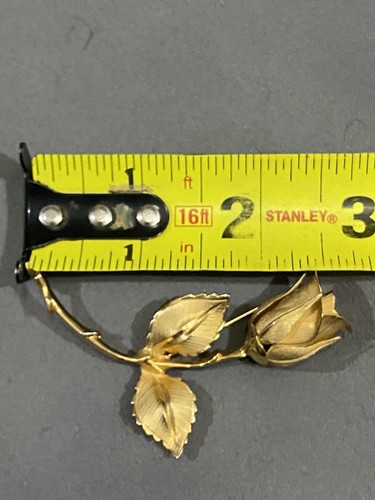 Vintage Anstecknadel einer Rose signiert Giovann großes Nachlassstück goldfarben - Bild 5 von 6