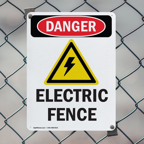 (2 Pack) Electric Fence OSHA Danger Sign Decal Metal Plastic - 第 5/23 張圖片