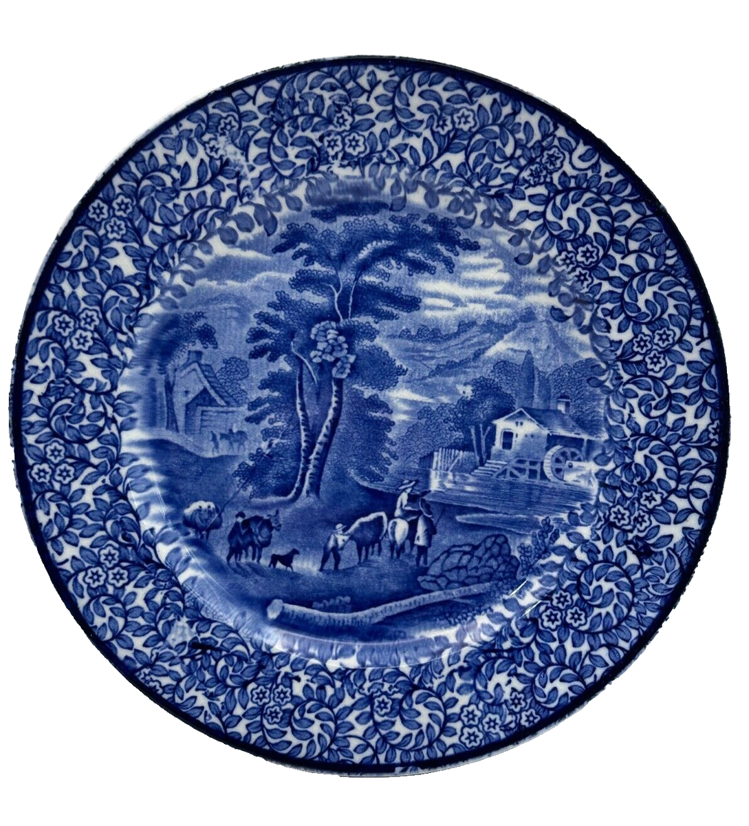 J Kent Fenton England Flow Blue Antique Plate Ye Olde Foley Ware
