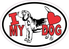 5in x 3.5in Beagle Oval I Love My Dog Sticker Car Truck Vehicle Bumper Decal