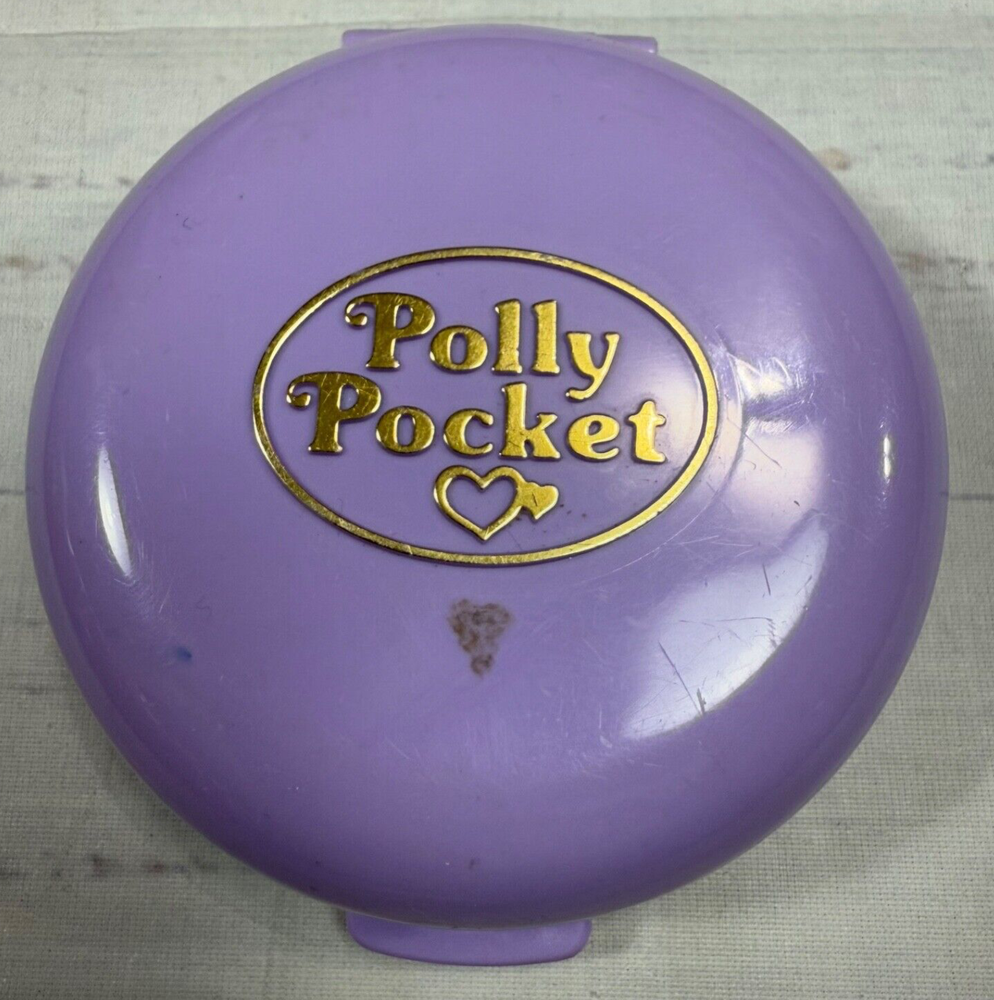 Vintage 1989 Polly Pocket Compact Polly's Flat W/Figures Complete Set Purple
