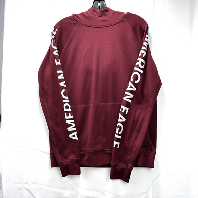 American Eagle Hoodie Mens Size M Burgundy Pullover Sweatshirt AEACTIVE FLEX