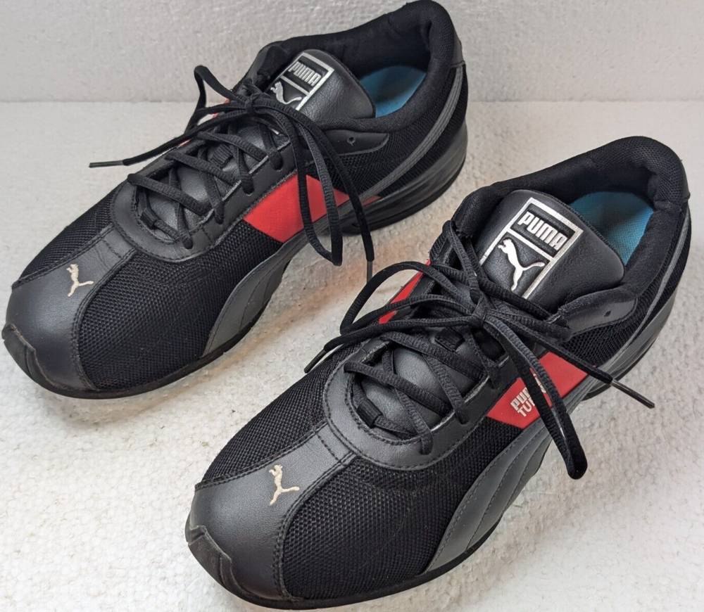 Puma Turin Perf Sneakers Men Size 12 Black Gray Red Good Condition