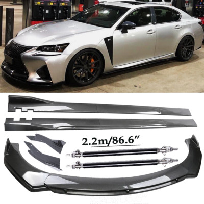 Carbon Fiber Front Bumper Lip Spoiler 86.6'' Side Skirt Kit For Lexus IS F IS200t