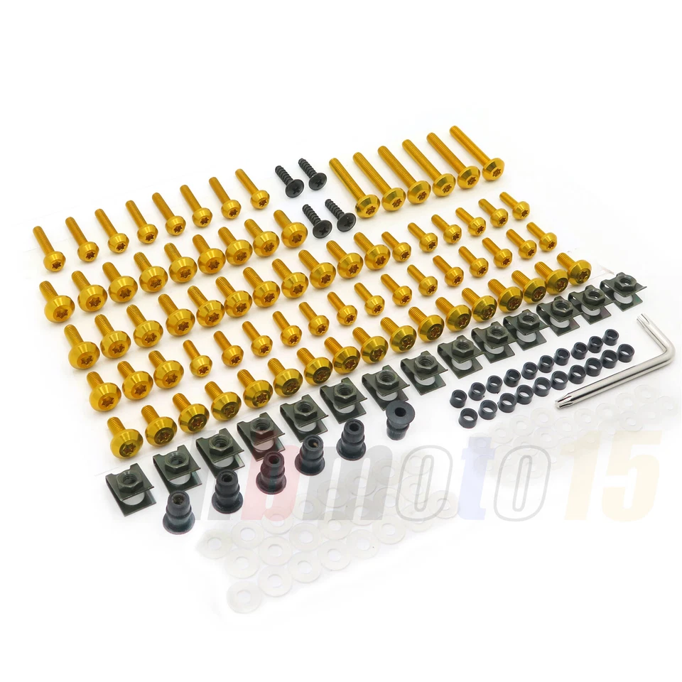 Yellow Fairing Bolt Kit body screws For Suzuki Honda Yamaha Aprilia Kawasaki GSX - Image 3 of 4