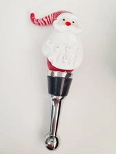 LSArts Santa Claus Design Art Glass Christmas Bottle Stopper in Original Box