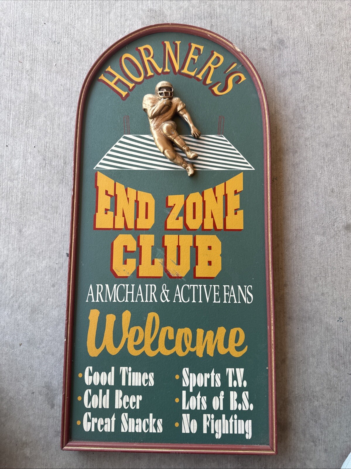 End Zone Club Handcrafted Collectable Wood Sign For Repaint Your Name
