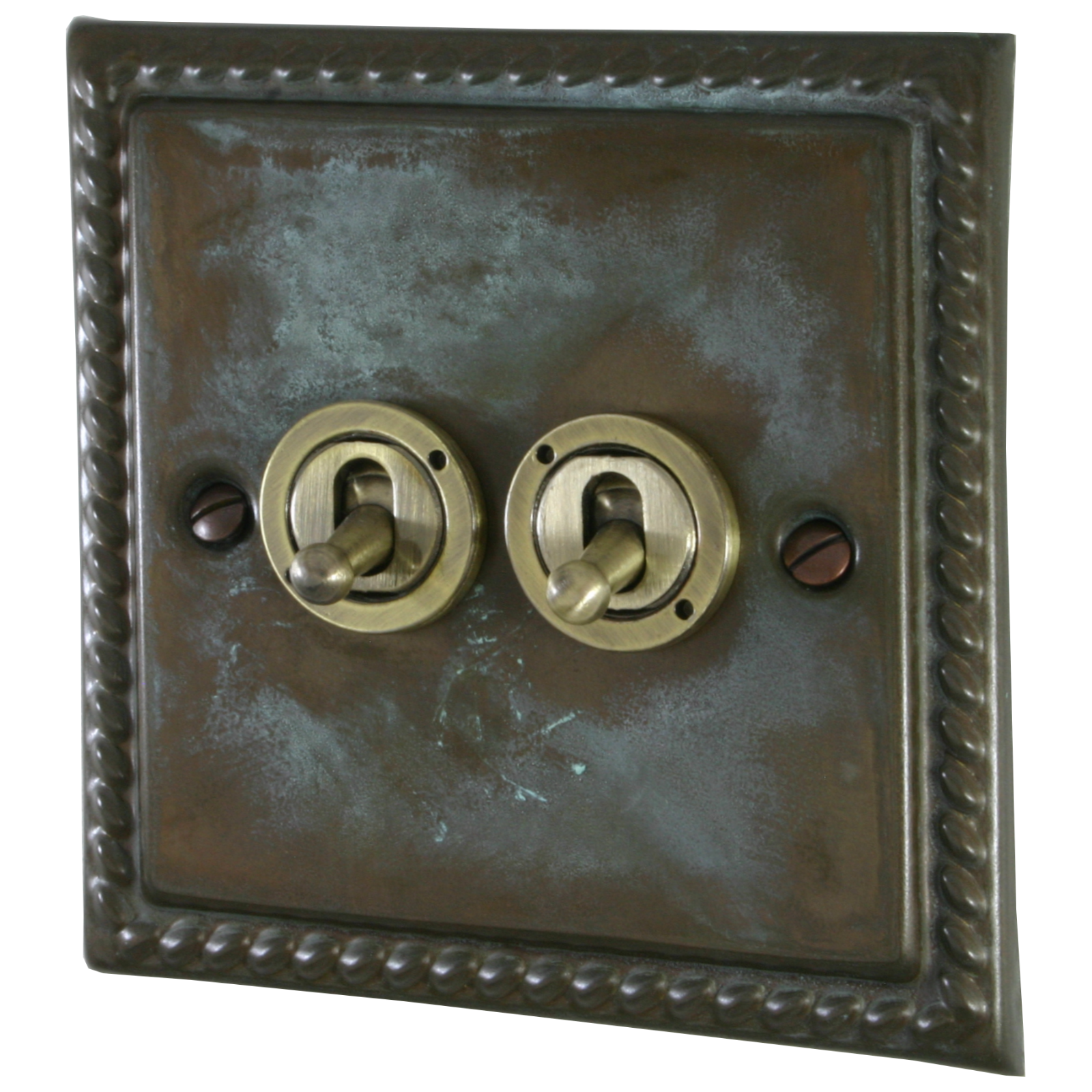 G&H MV382-AB Monarch Roped Verdigris 2 Gang 1 or 2 Way Toggle Light Switch